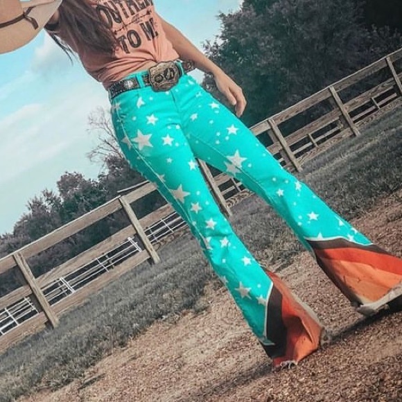 Ranch Dress’n Denim - Ranch Dress’n Turquoise Stars and Rainbow Super Flares